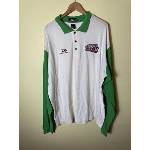 Vintage Pro Player‎ Super Bowl XXXIII Long Sleeve Polo Shirt XXL - Picture 2 of 9
